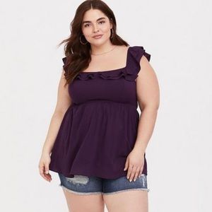 Torrid- 0 Purple Stretch Challis Babydoll Tank   EUC
